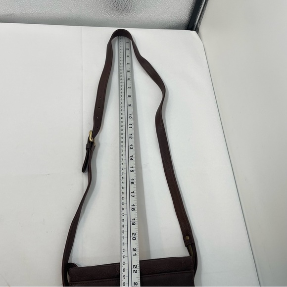 Vintage Fossil Purse 75082 Brown Pebbled Leather Adjustable Crossbody Bag Key - Picture 13 of 16